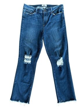 PAIGE Jacqueline Straight Distressed Blue Ankle  Jeans Size 32